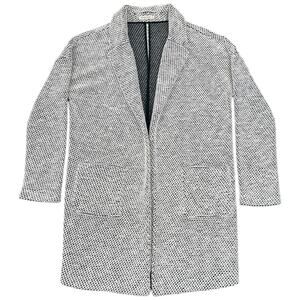 Marine Layer Black White Knit Long Open Blazer Cardigan Sweater Coat - S